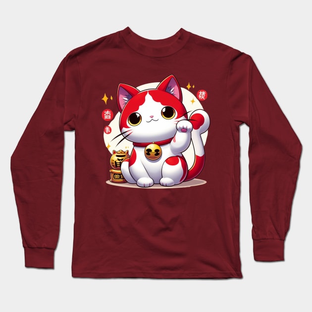 Jibanyan Maneki Neko Long Sleeve T-Shirt by Tiger Mountain Design Co.